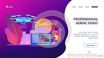 Aerial videography concept landing page Vector Illustration