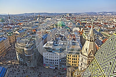 Aerial of Vienna in winter Editorial Stock Photo