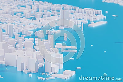 Aerial view-abstract futuristic mega city landscape and metropolis,architecture building and skyscraper,image 3D rendering Cartoon Illustration