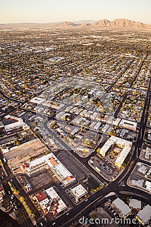Aerial view across urban suburban community Editorial Stock Photo