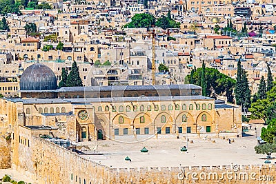 Aerial view of Al aqsa mosque in Jerusalem, Israel Editorial Stock Photo