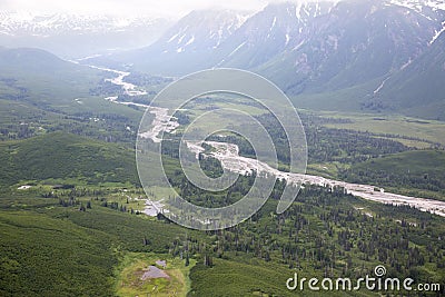 Aerial view of alaskan wilderness Stock Photo