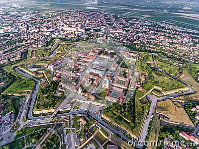 Aerial view of Alba Iulia - Alba Carolina medieval fortress in A Stock Photo