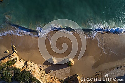 Aerial view of the Alemao Beach Praia do Alemao in Portimao Stock Photo