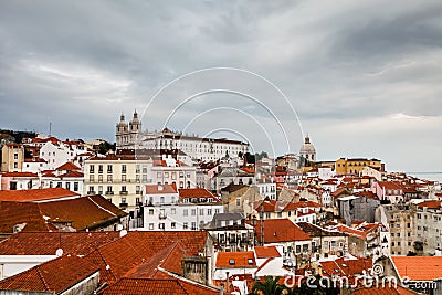 Aerial View on Alfama Quarter of Lisbon Stock Photo