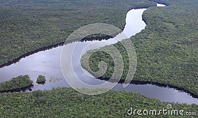 Aerial view of Amazon River Stock Photo