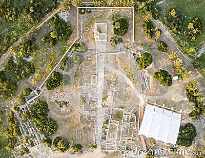 Aerial view of ancient theatre of Kourion Stock Photo