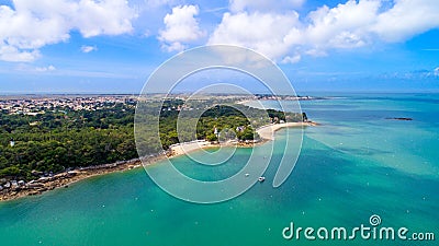 Aerial view of the Anse Rouge bay in Noirmoutier island Stock Photo