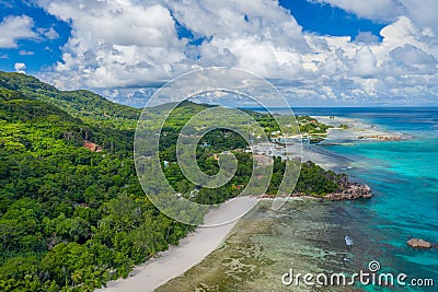 Aerial View: Anse Severe, La Digue Stock Photo