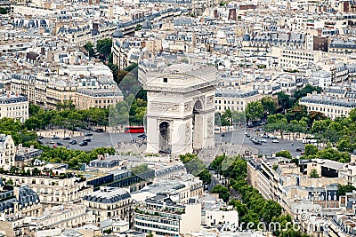 The Arc de Triomphe and the Place Charles de Gaulle in Paris Stock Photo