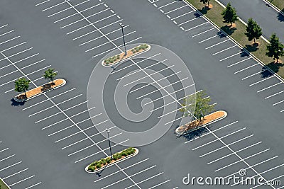 Aerial View of Asphalt Parking lot Stock Photo