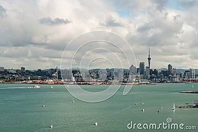Aerial view of Auckland and Hauraki Gulf Editorial Stock Photo