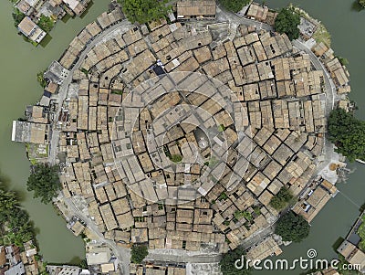 Aerial view of the Bagua Village of Licha Cun Stock Photo