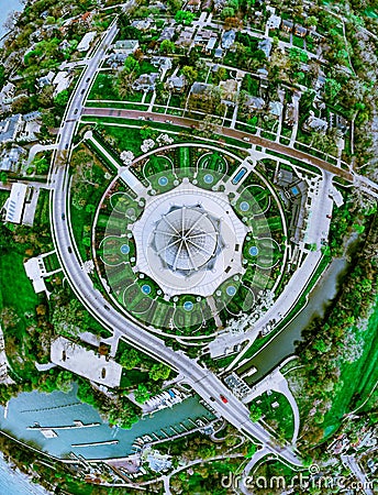 Aerial view of the Bahai house of worship in Chicago. Stock Photo