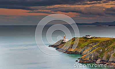 Aerial view. Baily lighthouse at sunrise. Howth. county Dublin. Ireland Stock Photo