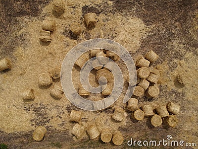 Aerial view of bales of straw Stock Photo