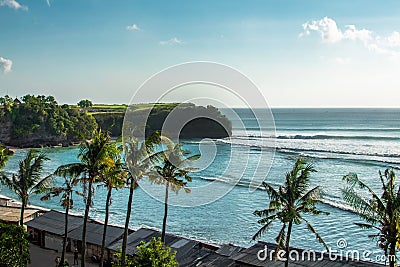 Aerial View on Bali Beach and waterway, INDIAN OCEAN Stock Photo