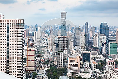 aerial view of Bangkok City skyscrapers with King Power MahaNakhon building Thailand Stock Photo