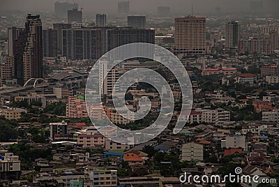 Aerial view of Bangkok skyscraper buildings at afternoon. Landscape photo Editorial Stock Photo