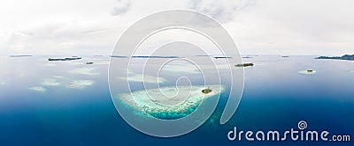 Aerial view Banyak Islands Sumatra tropical archipelago Indonesia, Aceh, coral reef white sand beach. Top travel tourist Stock Photo