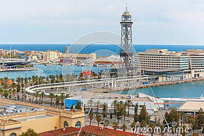 Aerial view Barcelona at night, Catalonia, Spain Stock Photo