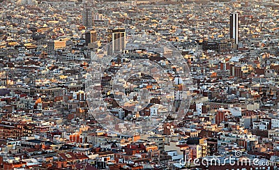 Aerial view of Barcelona. Sants residential district Stock Photo