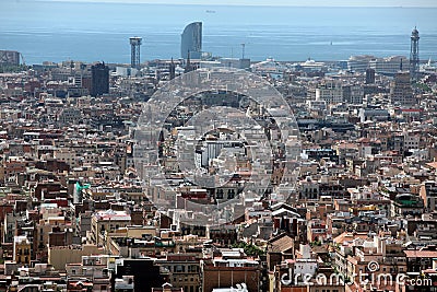 Aerial view Barcelona, Spain Editorial Stock Photo