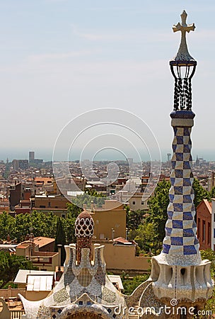 Aerial view of Barcelona Spain from Park Guell Editorial Stock Photo