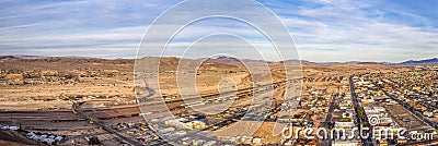 Aerial view of Barstow community a residential city of homes and commercial property community Mojave desert California Editorial Stock Photo