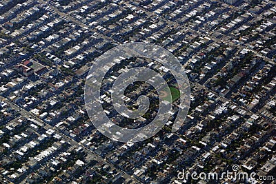 Aerial View Baseball field and basketball court and surrounding Stock Photo