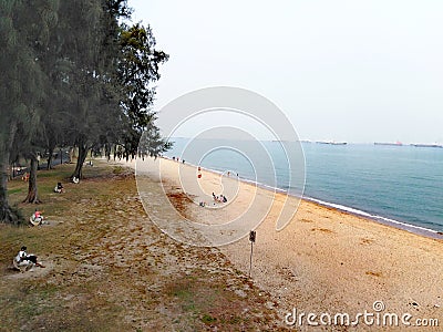 Aerial view of beach at East Coast Park Stock Photo