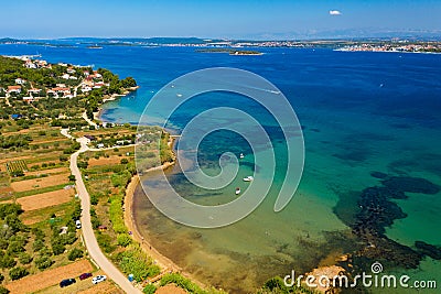 Aerial view of a beach and the sea Stock Photo