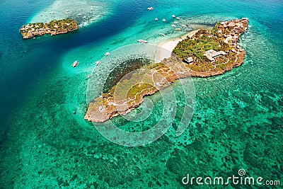 Aerial view of beautiful bay in tropical Islands. Boracay Island Stock Photo