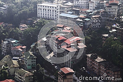 aerial view of beautiful cityscape of gangtok hill station, located on himalayan foothills in sikkim Stock Photo