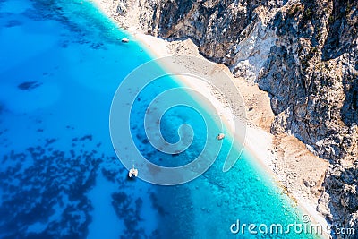Aerial view of the beautiful coast of Kefalonia island, Greece, with turquoise sea Stock Photo