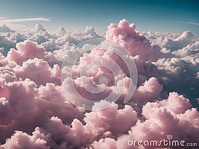 Aerial view of beautiful fluffy pink clouds Stock Photo