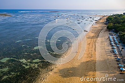 Aerial view of a beautiful tropical beach in late afternoon sunshine Stock Photo