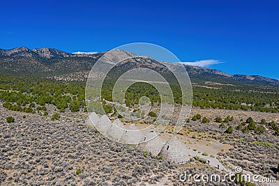 Aerial view of the beautiful Ward Charcoal Ovens State Historic Park Stock Photo
