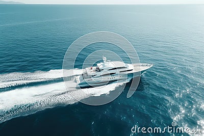 aerial view of beautiful yacht in blue sea, AI Generated Stock Photo