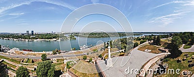 Aerial view of Belgrade Kalemegdan park and the Victor monument Stock Photo