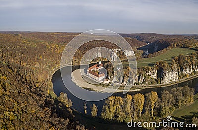 Aerial view of the Benedictine monastery Weltenburg Abbey Stock Photo