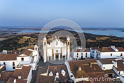 Aerial view of the beutiful historical village of Monsaraz, in Alentejo, Portugal Stock Photo