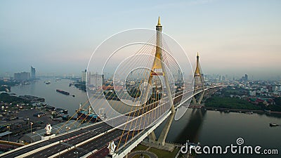 Aerial view of bhumibol 2 bridge important modern landmark over Stock Photo