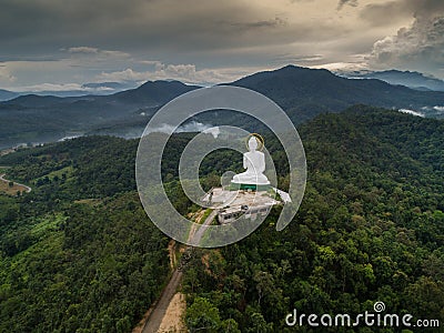 Aerial view of Big Buddha on mountain Stock Photo