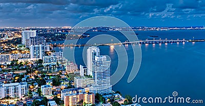 Aerial View of Biscayne Bay at Stock Photo