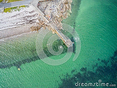 Aerial view of Blackrock beach with Diving tower in Salthill Stock Photo