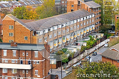 Aerial view of block of maisonette in south east London Stock Photo