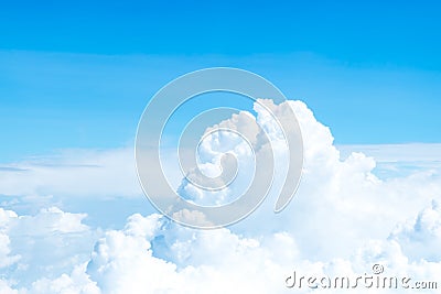 Aerial view of Blue sky and Cloud Top view from airplane window,Nature background Stock Photo