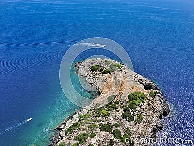 aerial view boats in transit in front of the Monte Argentario Stock Photo