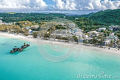 Aerial view of Boracay beach in Philippines Stock Photo